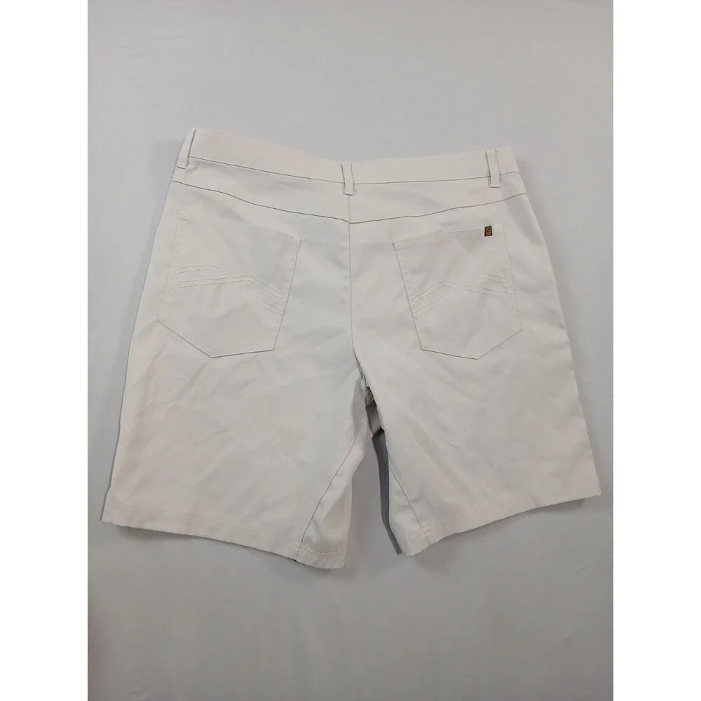Travelsmith Mens Golf Travel Shorts Size 34 Stone Beige Sorona Stretch Zip...